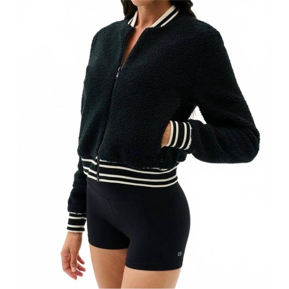 SPLITS59 Jackets & Blazers - SPLITS59 Willa Sherpa Bomber Jacket in Black Size Medium